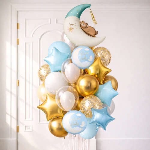 Baby Boy Moon Balloon Bouquet