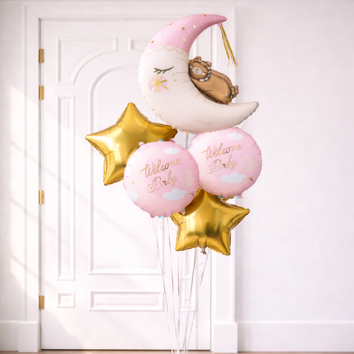 Baby Girl Moon Balloon Bouquet