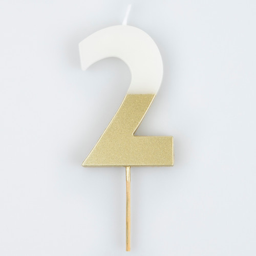 Meri Meri Gold Dipped Number 2 Candle