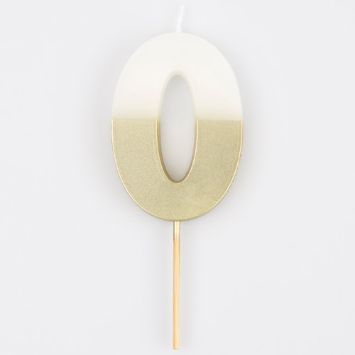 Meri Meri Gold Dipped Number 0 Candle