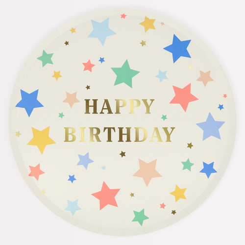 Meri Meri Happy Birthday Stars Dinner Plates - 10.5 in., 8 Count
