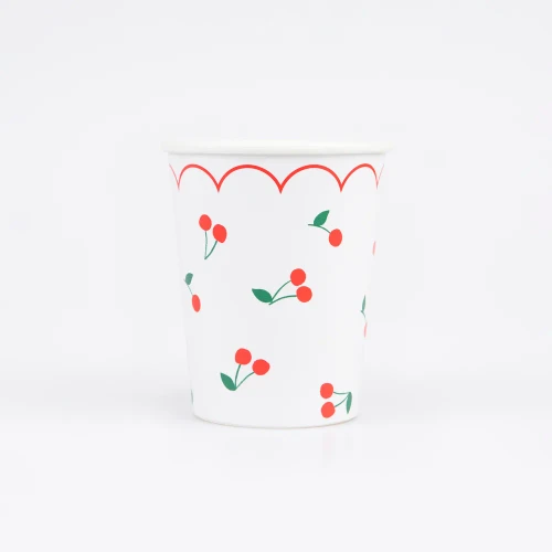 Meri Meri Cherry Pattern Paper Cups - 9 oz., 8 Count