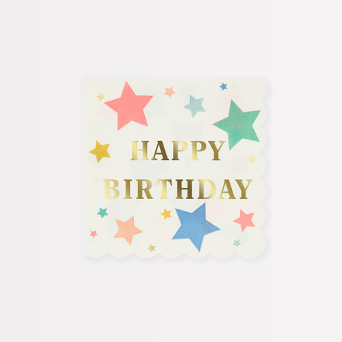 Meri Meri Happy Birthday Stars Small Napkins - 5 in., 16 Count