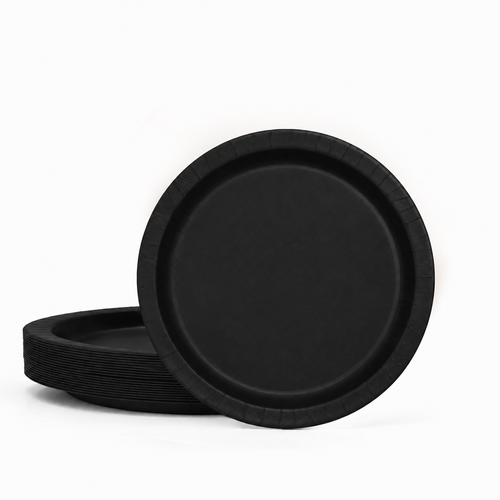 20ct Midnight Black 7in Paper Plates