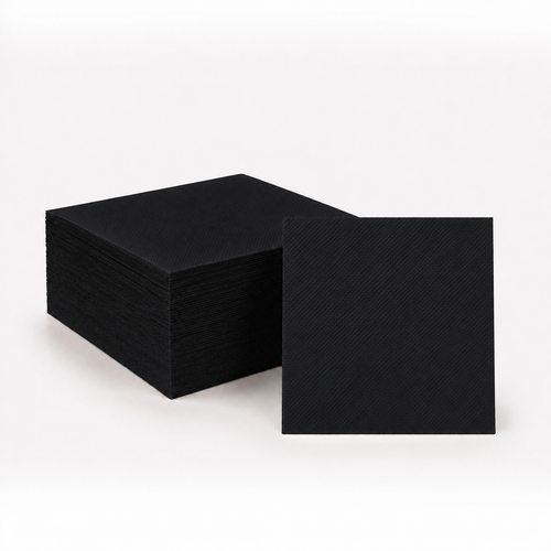 40ct Midnight Black Beverage Napkins