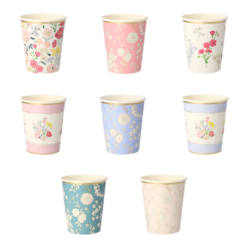 Meri Meri English Garden Floral Paper Cups - 9 oz., 8 Count