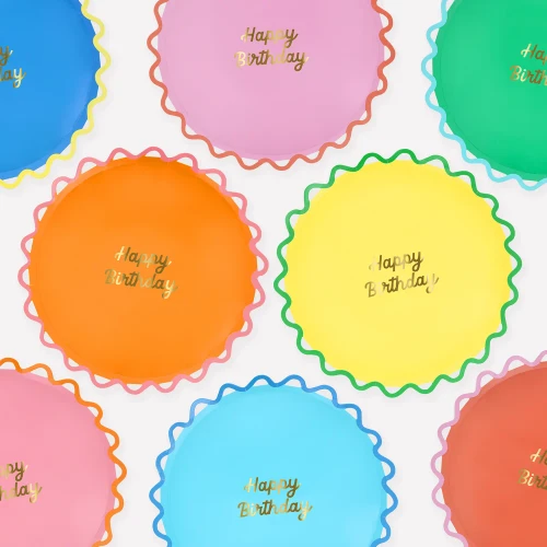 Meri Meri Wiggle Edge Happy Birthday Dinner Plates - 11.5 in., 8 Count