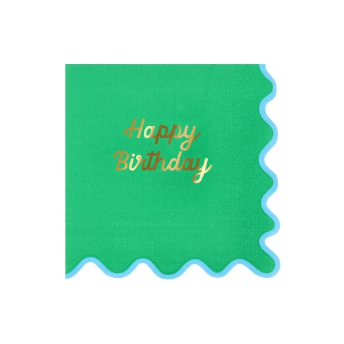 Meri Meri Wiggle Edge Happy Birthday Large Napkins - 6.5 in., 16 Count