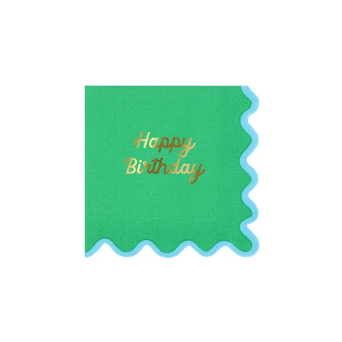 Meri Meri Wiggle Edge Happy Birthday Small Napkins - 5 in., 16 Count
