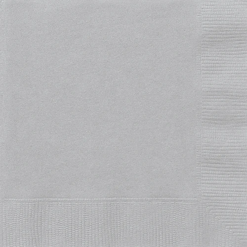 100ct Silver Beverage Napkins