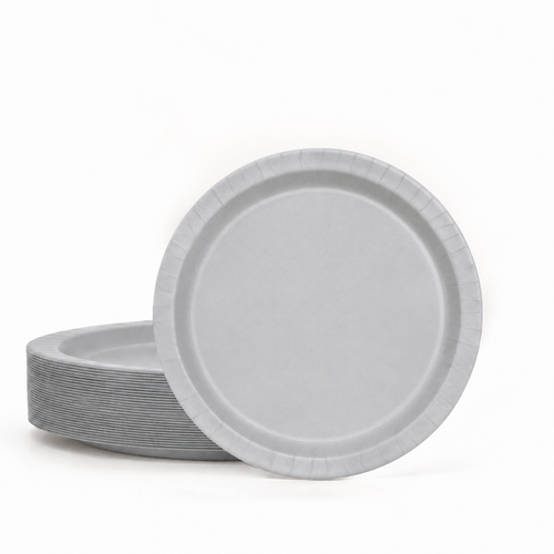 50ct Silver 7" Plastic Plates