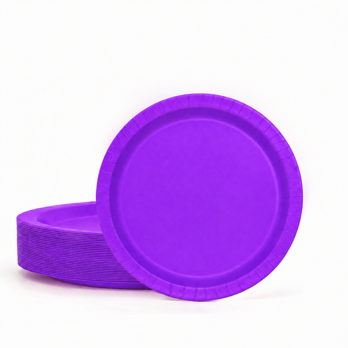 50ct Neon Purple 7" Paper Plates