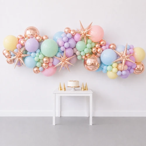 12' Balloon Garland Pastel Rainbow