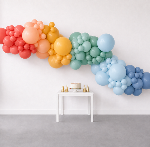 16' Balloon Garland Boho Rainbow