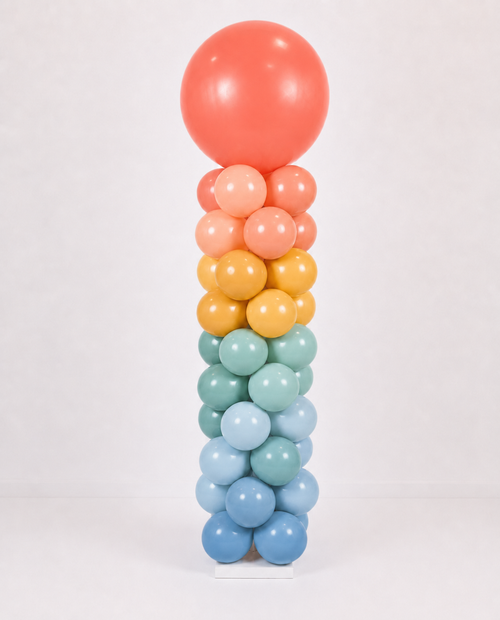 8' Balloon Column Classic Boho Rainbow