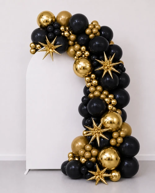 Arch with Garland Black and Gold