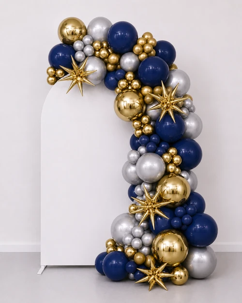Arch with Garland Navy, Gold and Silver