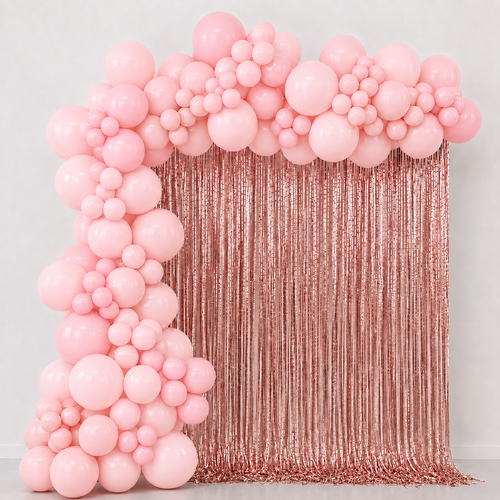 Fringe Curtain Backdrop Light Pink