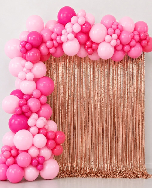 Fringe Curtain Backdrop Pink