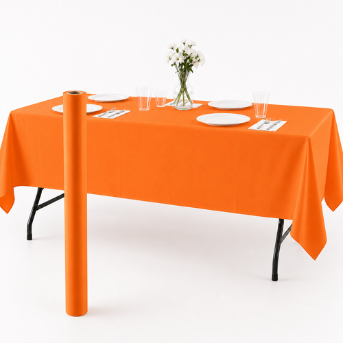 Orange Plastic Table Cover Roll - 40 in. x 100 ft.