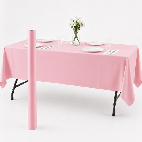 Pink Plastic Table Cover Roll - 40 in. x 100 ft.