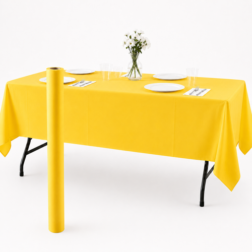 Yellow Plastic Table Cover Roll - 40 in. x 100 ft.
