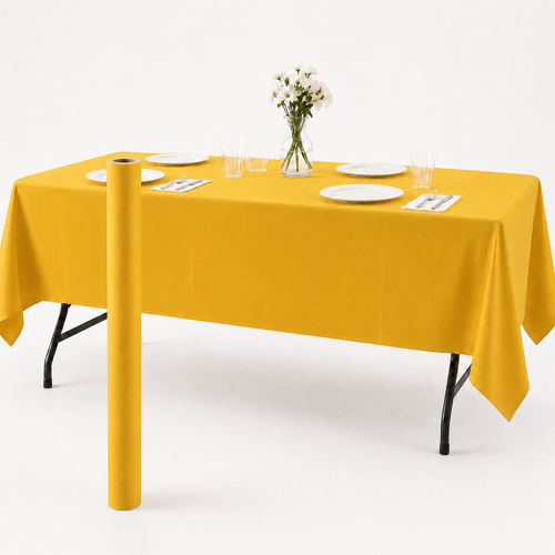 Harvest Yellow Plastic Table Cover Roll - 40 in. x 100 ft.