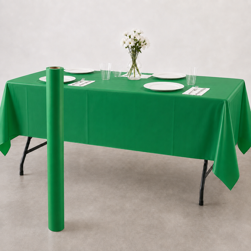 Kelly Green Plastic Table Cover Roll - 40 in. x 100 ft.