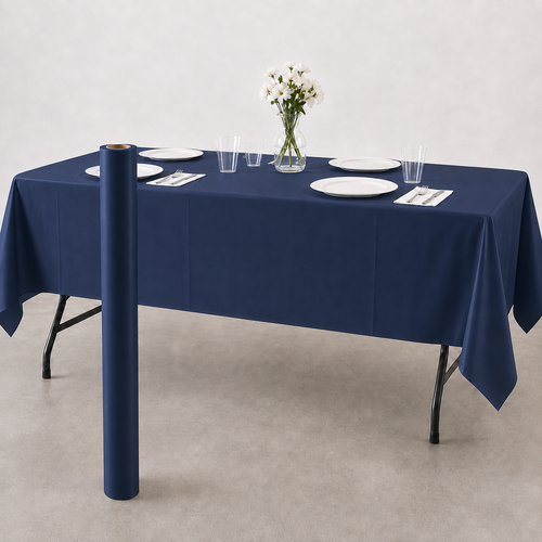 Navy Blue Plastic Table Cover Roll - 40 in. x 100 ft.