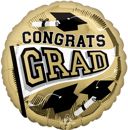 Gold Graduation 18" Mylar Balloon Helium Filled