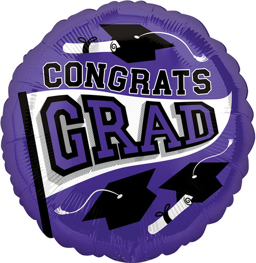 Purple Graduation 18" Mylar Balloon Helium Filled