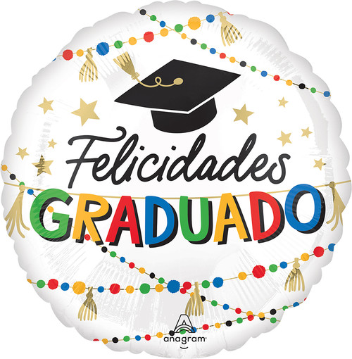 Felicidades Graduado' Graduation 18" Mylar Balloon Helium Filled