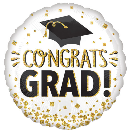 Golden Congrats Grad 18" Mylar Balloon Helium Filled