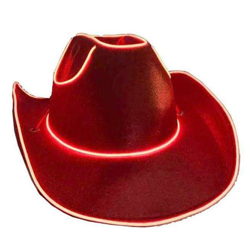 Red Neon Light-Up Cowboy Hat