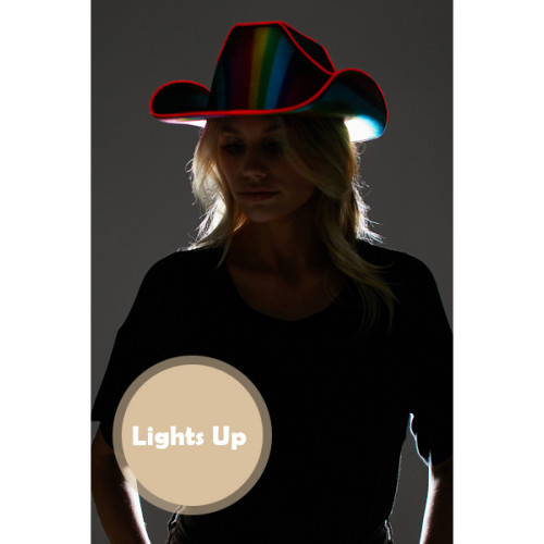 Rainbow Neon Light-Up Cowboy Hat