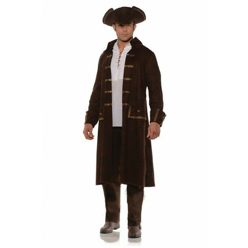 Brown Pirate Coat & Hat Costume Set - Adult One Size