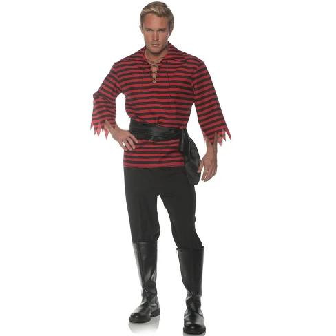 Black & Red Striped Pirate Shirt - Adult XXL