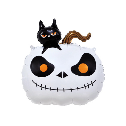 16-Inch Black Cat & Skull Halloween Decoration