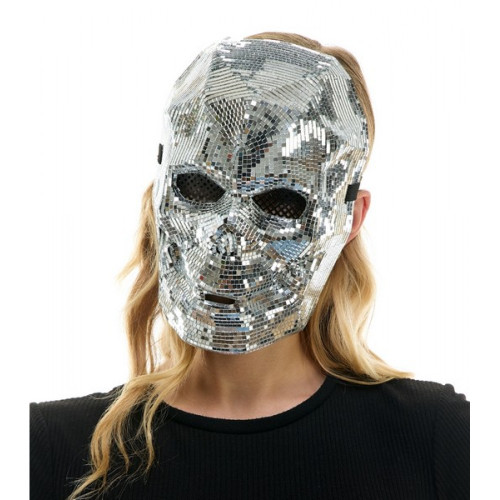 Silver Mirror Mosaic Skull Costume Mask