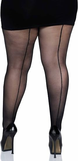 Black Sheer Backseam Stockings - Plus Size
