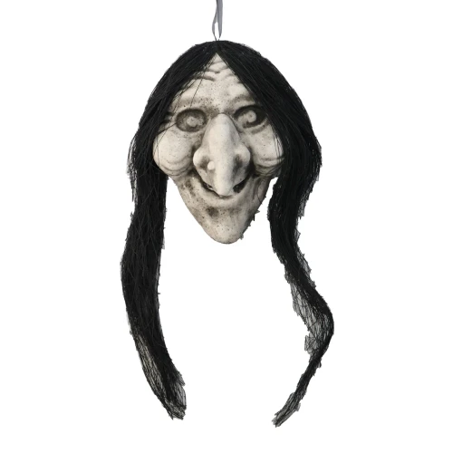 Hanging Witch Head with String Hair