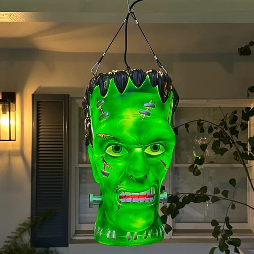 Hanging Frankenstein Head Halloween Decoration