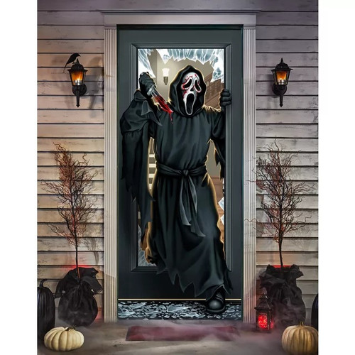 Scream Ghost Face Fabric Door Cover – 36 x 80 in.