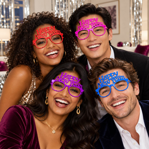 Laser-Style New Year Glasses, 4 Assorted Styles