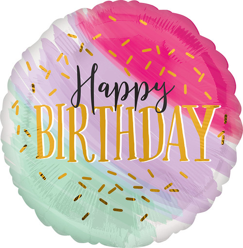 Happy Birthday Water Color 28" Balloon Helium Filled