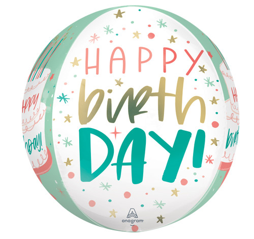 'Happy Birthday' Celebration 16" Orbz Balloon Helium Filled