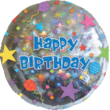 Holographic 'Happy Birthday' Confetti 18" Balloon Helium Filled