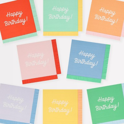 Meri Meri Mixed Happy Birthday Large Napkins - 6.5 in., 16 Count