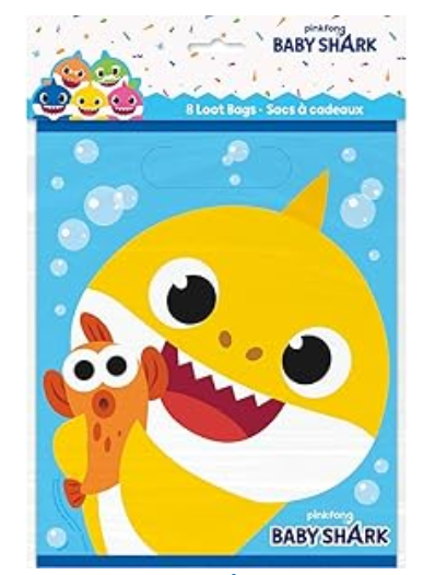 Baby Shark Loot Bags, 8 Count
