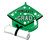 Green Grad Cap and Diploma 25" Mylar Balloon Helium Filled
